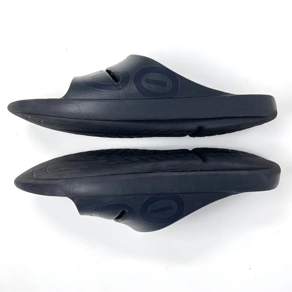 Oofos Ooahh Luxe Black Slide Recovery Comfort Sandals Size 10 Men's / 12 Women's